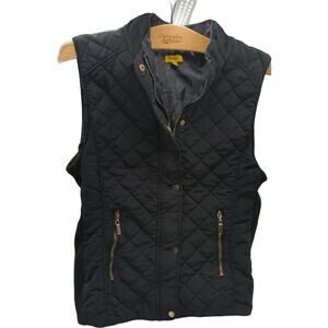 Daisy M Black Quilted Vest Gold Hardware
